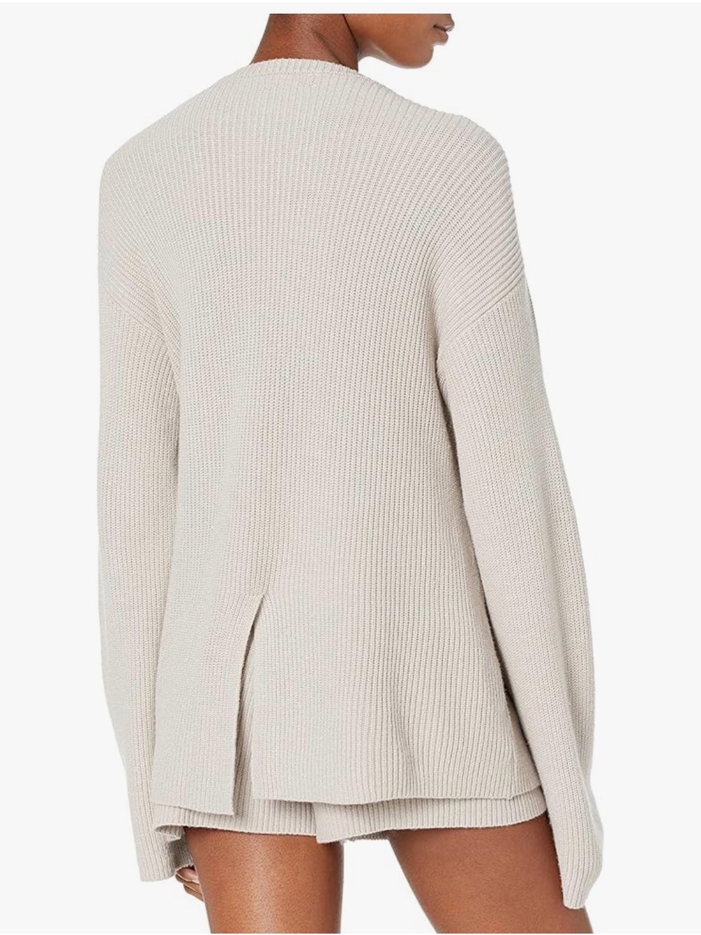 NWT The Drop Light GrayRibbed Knit Women's Sweater Relaxed Back-Slit Pullover L